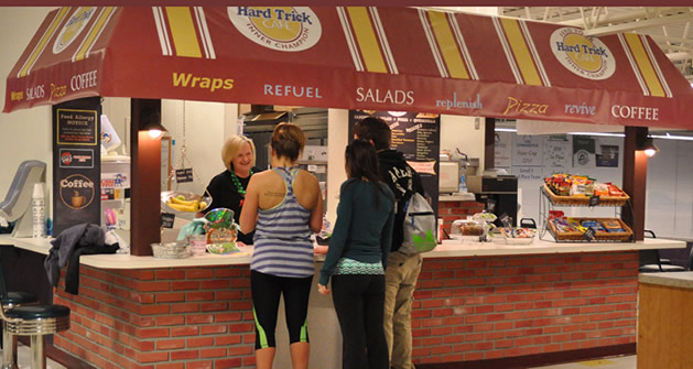 Customers getted food at the Hard Trick Cafe located inside Gigueres gym.